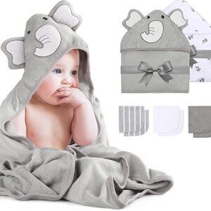 Momcozy Hooded Baby Towels and Washcloths Set - OS